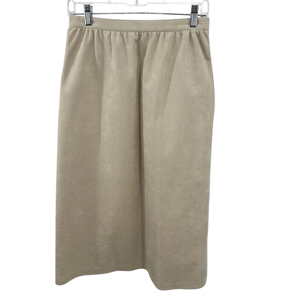 Roth-LeCover Ultrasuede Midi Skirt Tan Beige Vintage Soft Made in USA NWT Sz 10